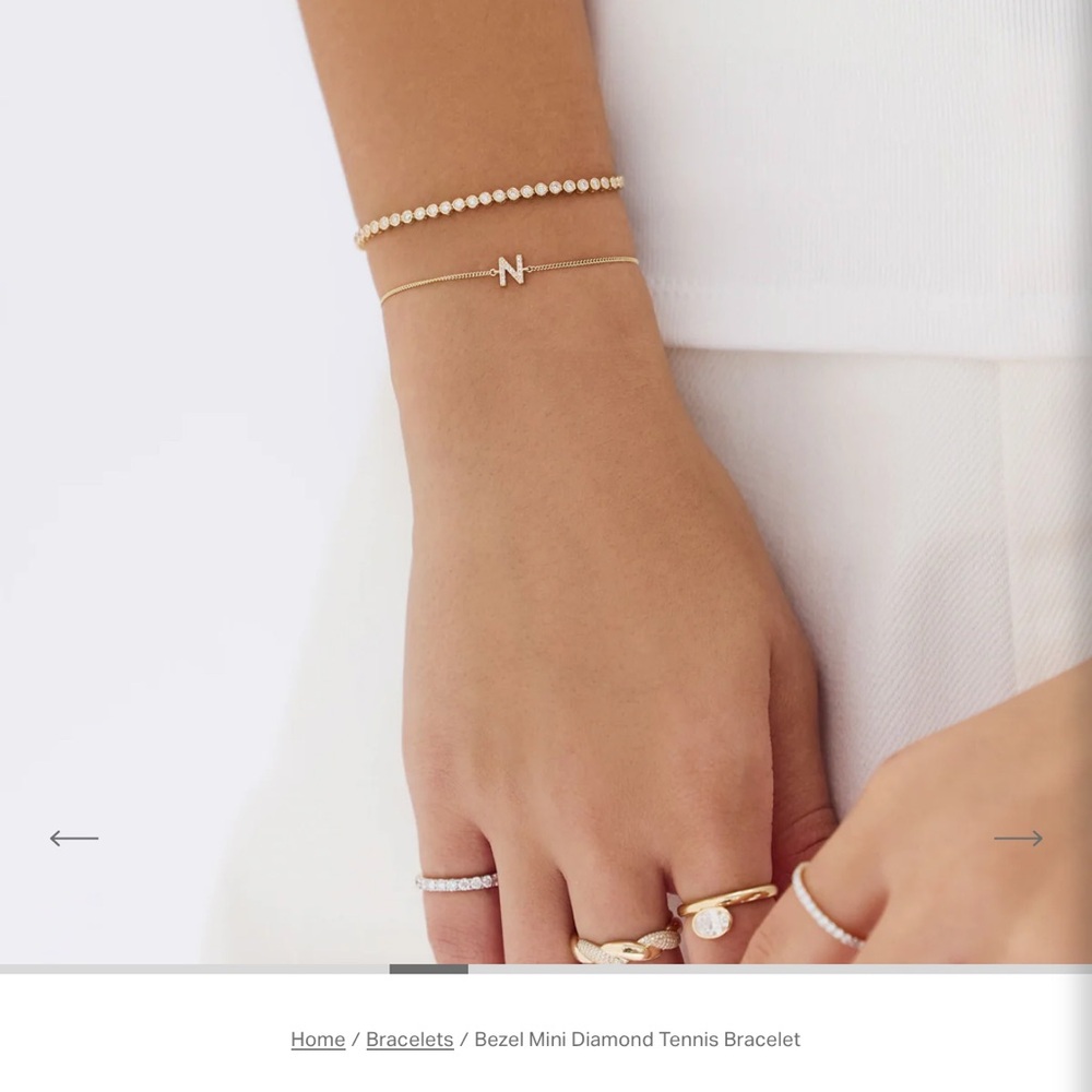 Ring Concierge Mini Bezel Diamond Eternity Tennis Bracelet 14K Yellow Gold- NWT - Picture 4 of 5
